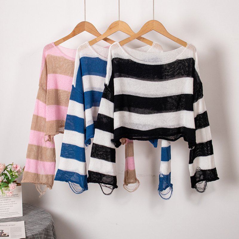 Fashion Stripe Knit Round Neck Long Sleeve Regular Sleeve Sweater display picture 4
