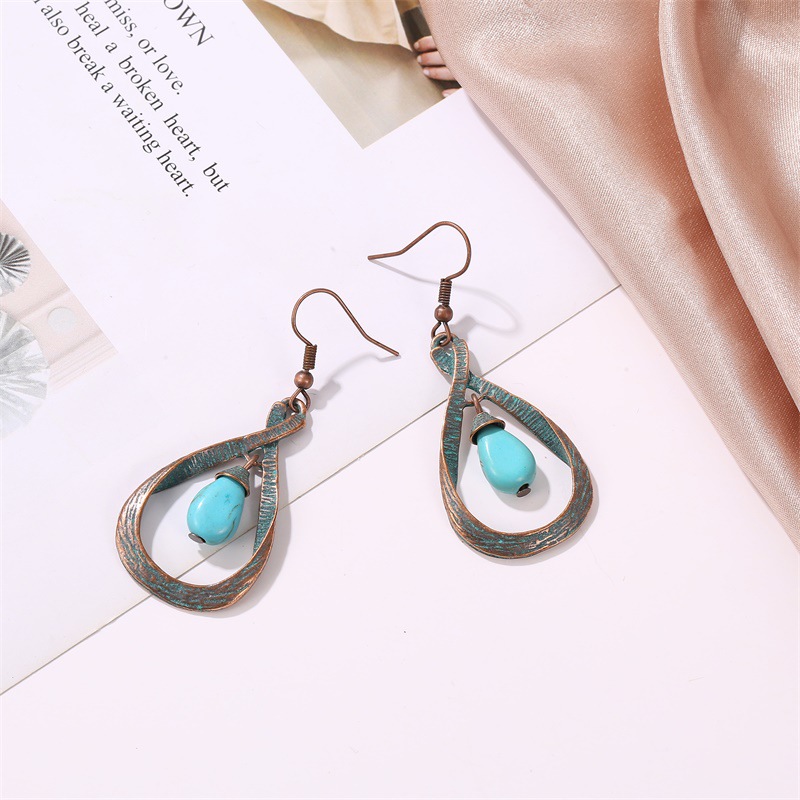 Bohemian Geometric Alloy Plating Turquoise Women's Drop Earrings 1 Pair display picture 5