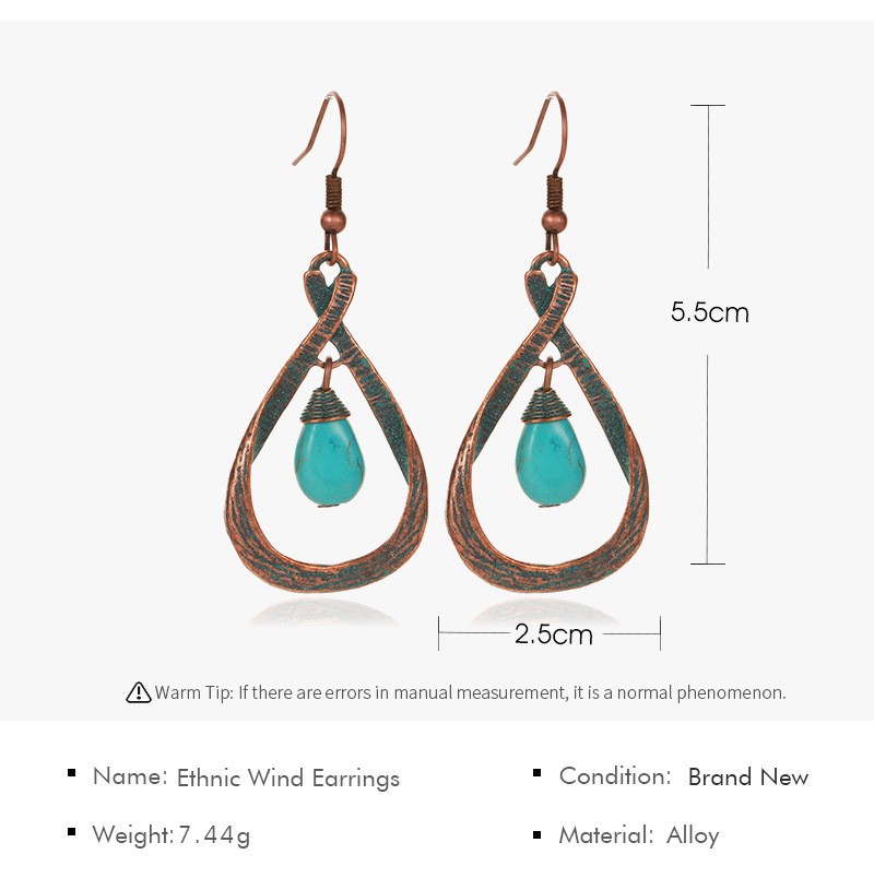 Bohemian Geometric Alloy Plating Turquoise Women's Drop Earrings 1 Pair display picture 7
