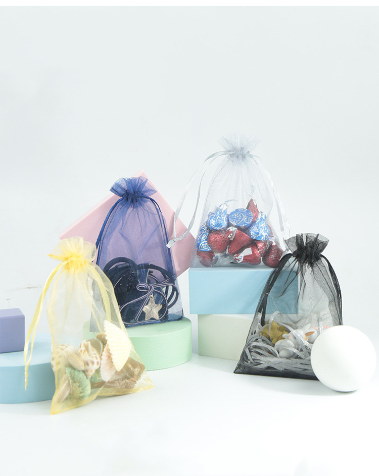 Fashion Simple Style Solid Color Organza Drawstring Jewelry Packaging Bags display picture 1