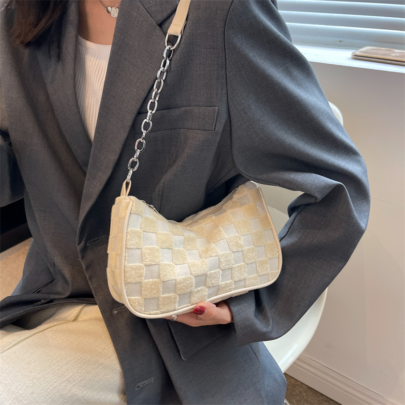 Women's Canvas Plaid Fashion Pillow Shape Zipper Shoulder Bag display picture 2