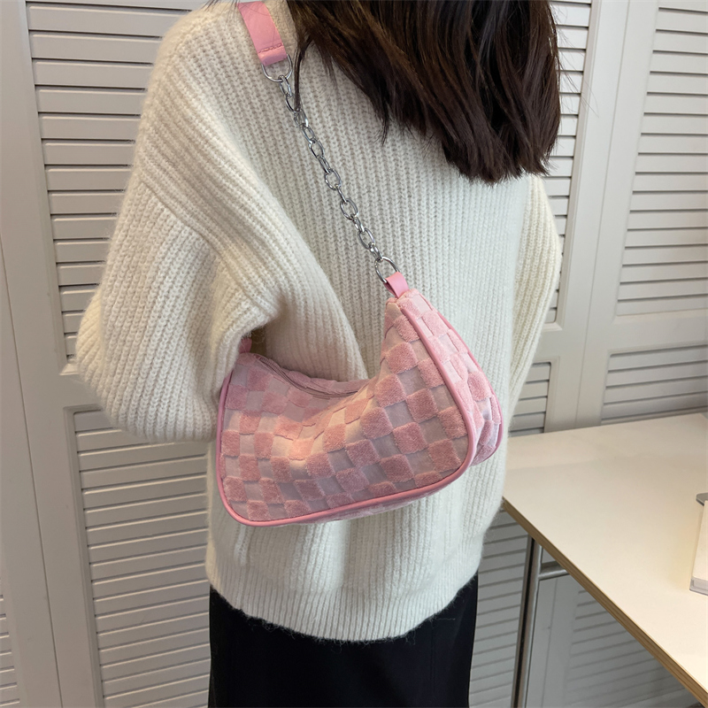 Women's Canvas Plaid Fashion Pillow Shape Zipper Shoulder Bag display picture 5