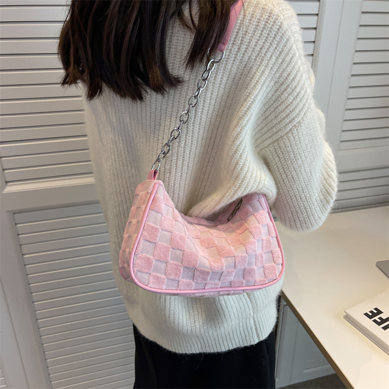 Women's Canvas Plaid Fashion Pillow Shape Zipper Shoulder Bag display picture 6