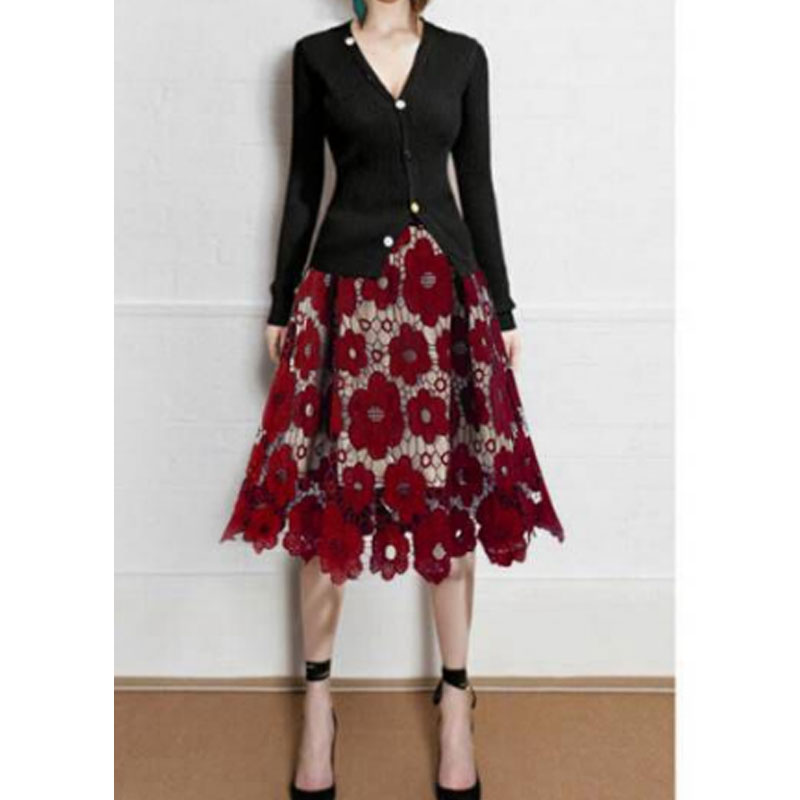 Women's Skirt Casual Lace Flower Midi Dress Daily display picture 1