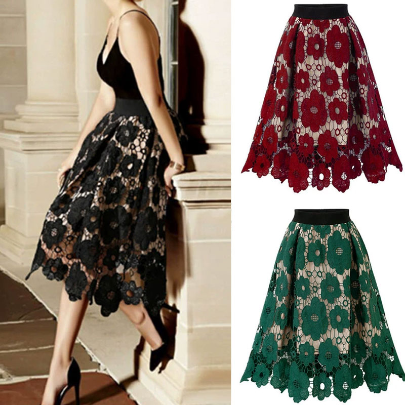 Women's Skirt Casual Lace Flower Midi Dress Daily display picture 2