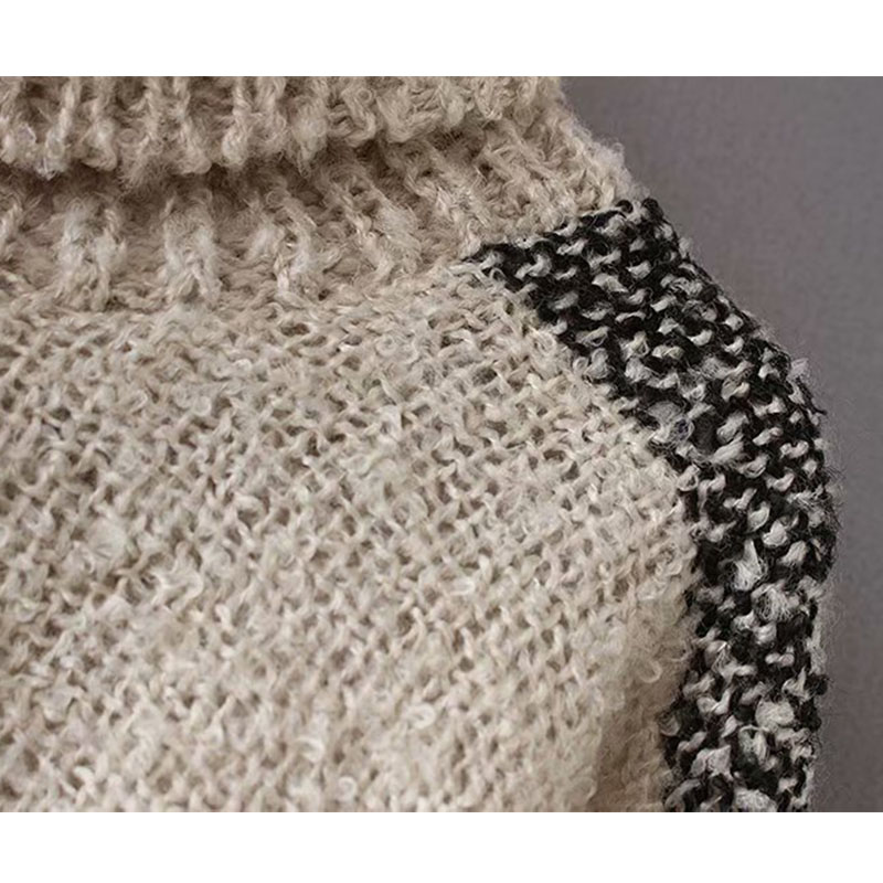 Frau Mode Streifen Asymmetrisch Pullover Pullover Mantel display picture 9