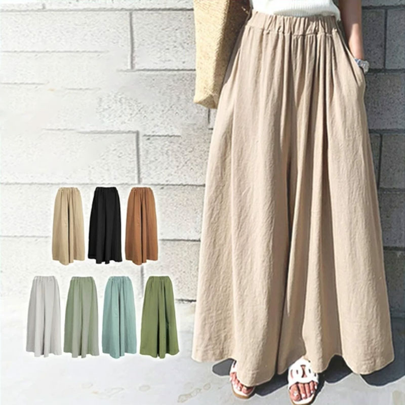Women's Daily Casual Solid Color Ankle-length Wide Leg Pants display picture 6