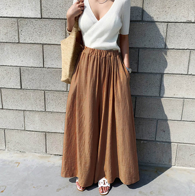 Women's Daily Casual Solid Color Ankle-length Wide Leg Pants display picture 8