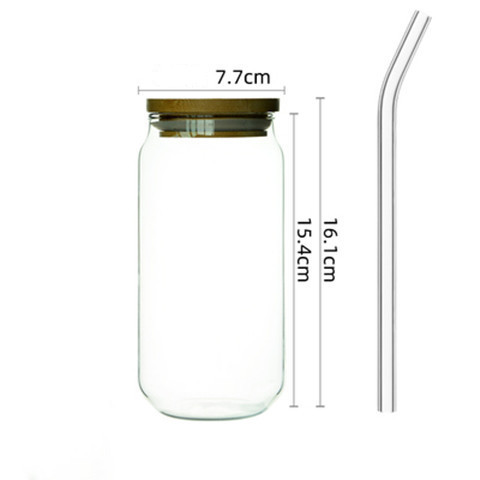 Transparent Glass Cup With Lid Glass Coffee Cup Straw Cup display picture 2