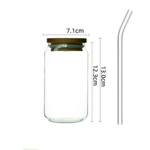 Transparent Glass Cup With Lid Glass Coffee Cup Straw Cup display picture 1