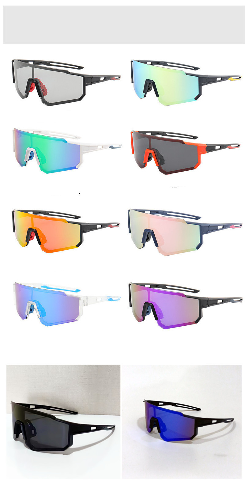 Unisex Mode Farbverlauf Tak Quadrat Patchwork Vollbild Sonnenbrille display picture 9