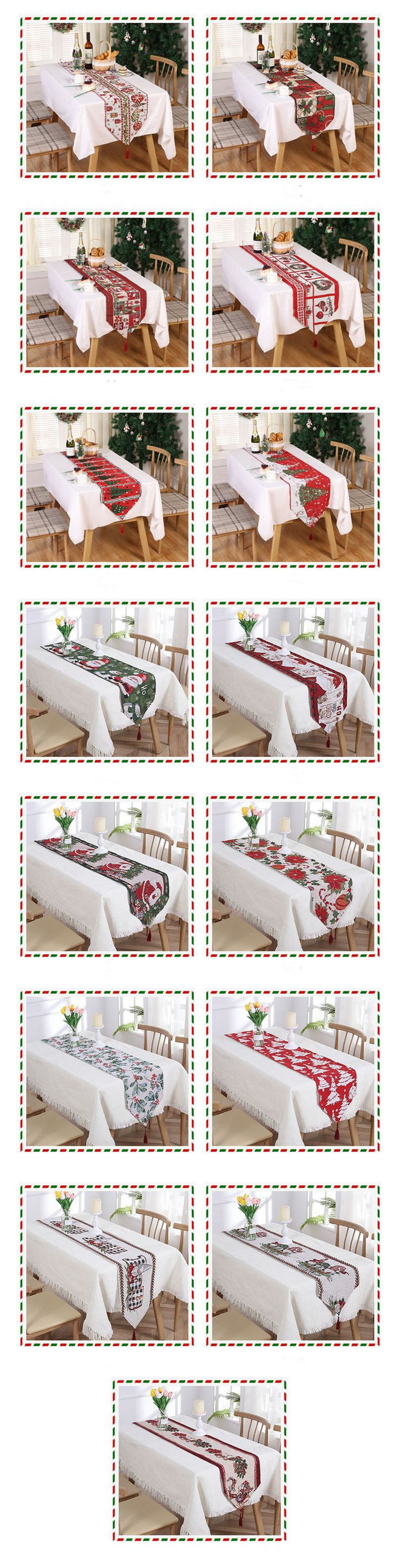 Christmas Christmas Tree Santa Claus Elk Polyester Christmas Tablecloth display picture 5