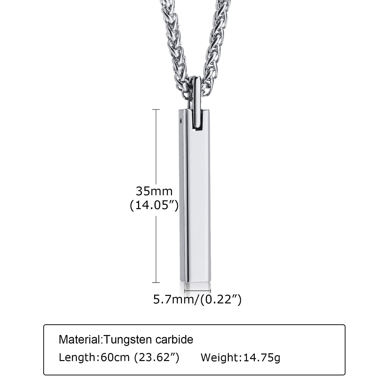 Stainless Steel Simple Style Three-dimensional Rectangle Pendant Necklace display picture 2