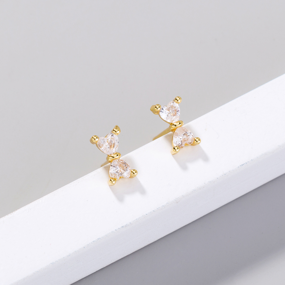 Fashion Four Leaf Clover Letter Flower Copper Ear Studs Inlay Zircon Copper Earrings 1 Pair display picture 25
