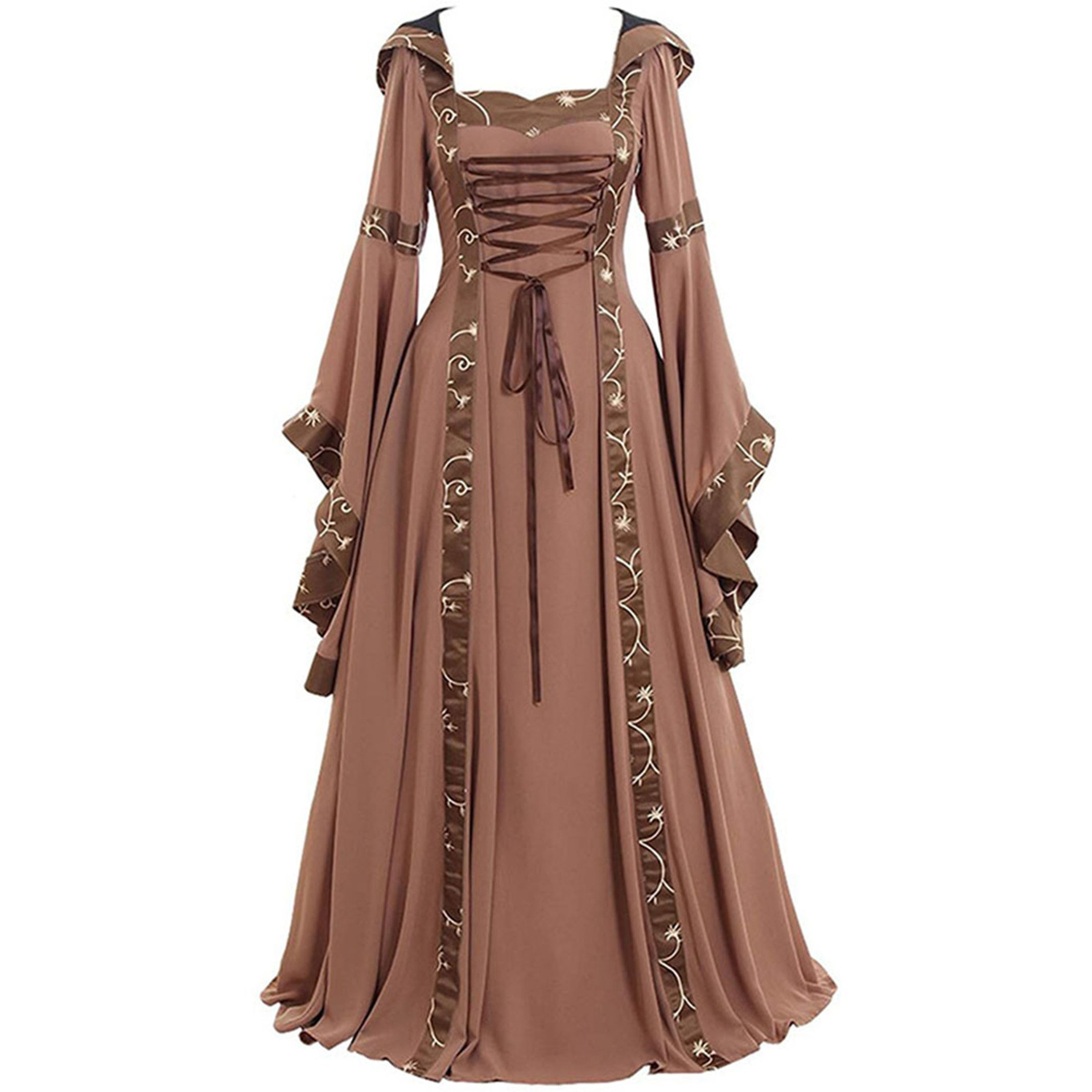 Women's Pleated Skirt Fashion Square Neck Patchwork Long Sleeve Color Block Maxi Long Dress Daily display picture 2