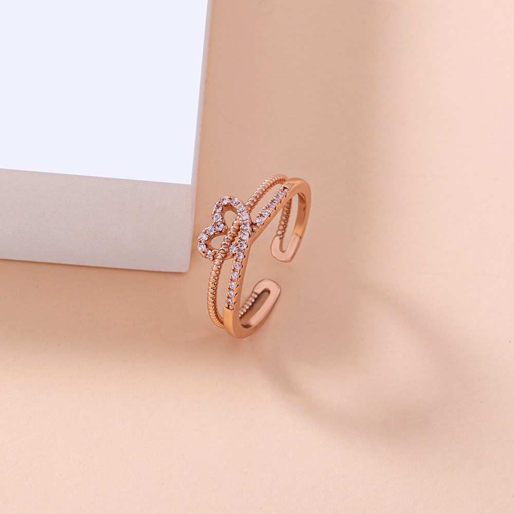 Classic Style Square Star Heart Shape Copper Open Ring Plating Zircon Copper Rings 1 Piece display picture 9