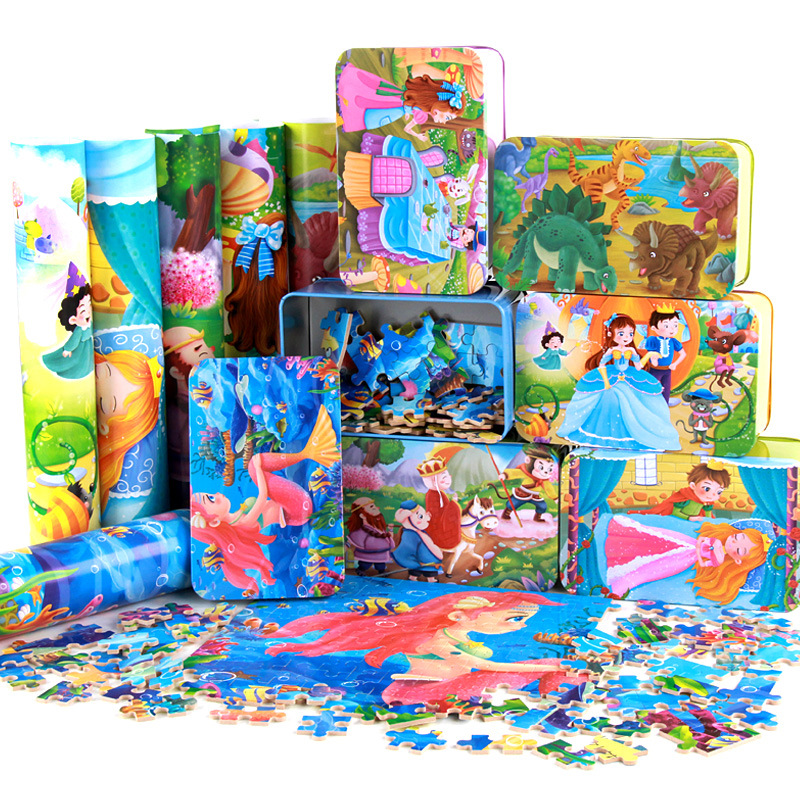Cartoon Wooden 200 Pieces Iron Boxed Puzzle  Toys display picture 2