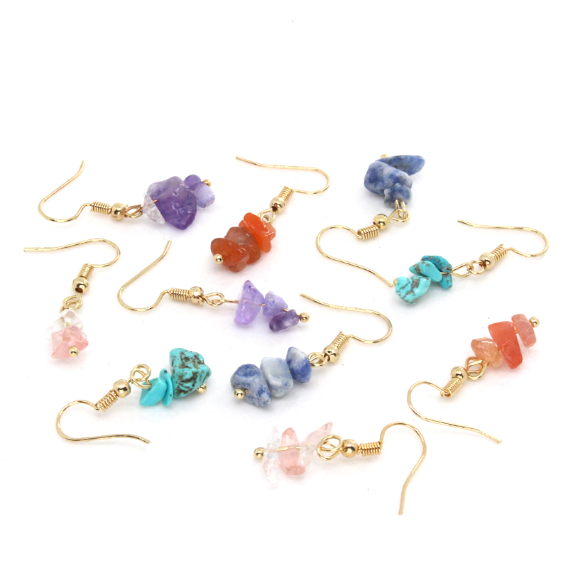 Vintage Style Irregular Alloy Irregular Natural Stone Drop Earrings 1 Pair display picture 1