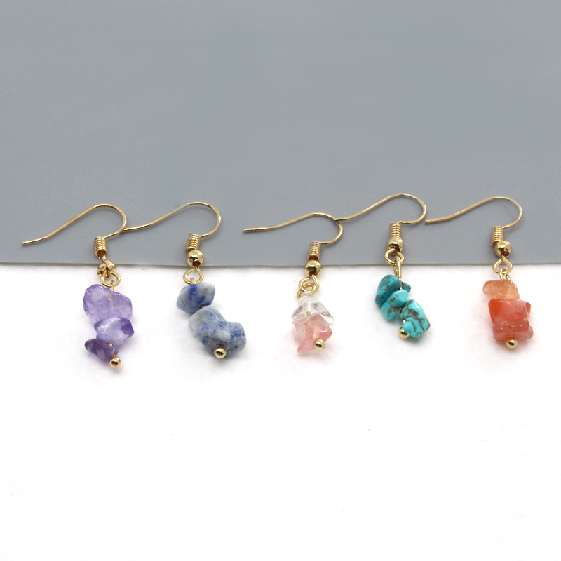 Vintage Style Irregular Alloy Irregular Natural Stone Drop Earrings 1 Pair display picture 2