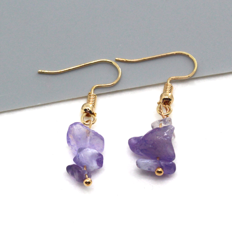 Vintage Style Irregular Alloy Irregular Natural Stone Drop Earrings 1 Pair display picture 3
