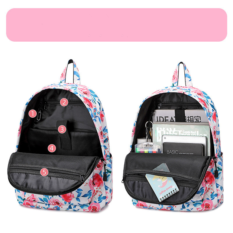 Fashion Ditsy Floral Square Zipper Functional Backpack display picture 5