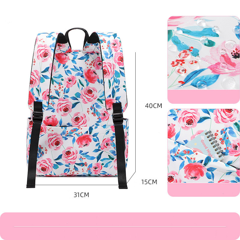 Fashion Ditsy Floral Square Zipper Functional Backpack display picture 6