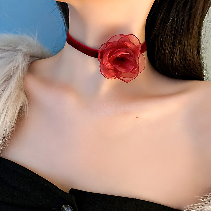 Fashion Flower Alloy Cloth Velvet Choker 1 Piece display picture 2