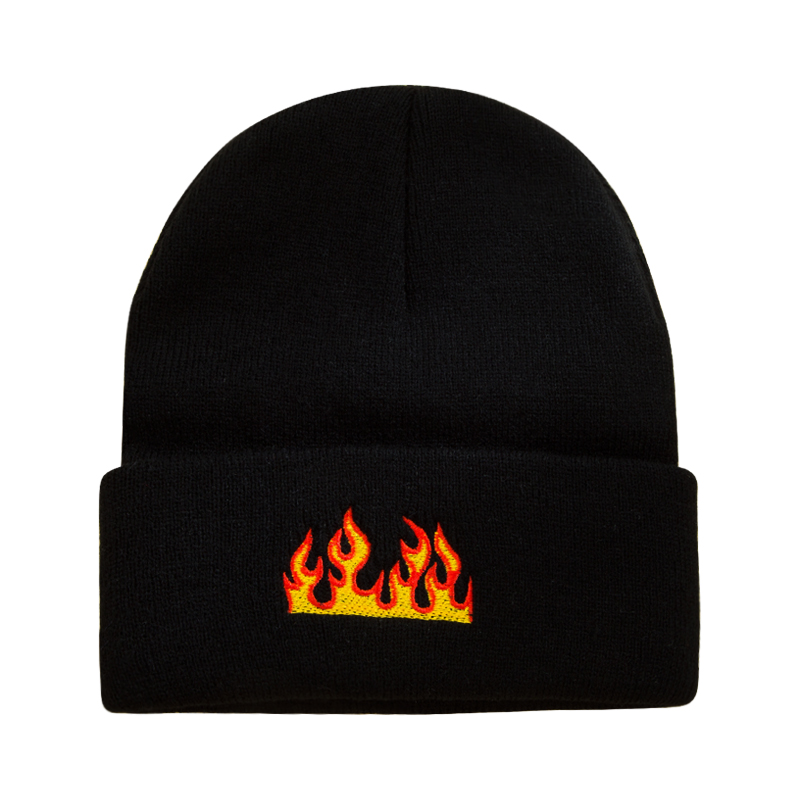 Unisex Fashion Flame Embroidery Crimping Eaveless Wool Cap display picture 1