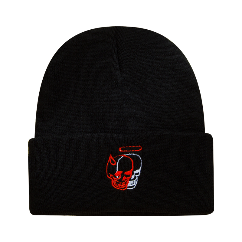 Unisex Hip-hop Skull Embroidery Crimping Eaveless Wool Cap display picture 2