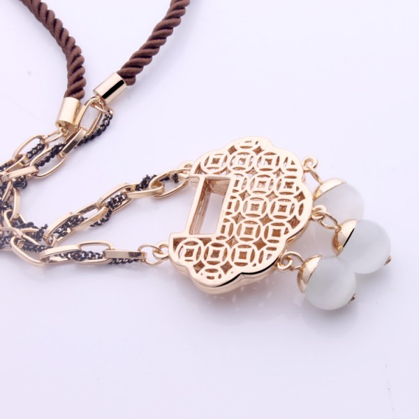 Simple Style Lock Alloy Hollow Out Rhinestones Opal Pendant Necklace display picture 1