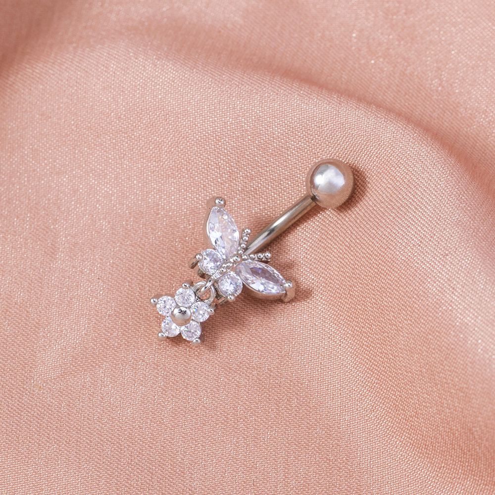 1 Piece Belly Rings Fashion Star Butterfly 304 Stainless Steel Copper Inlay Zircon display picture 2