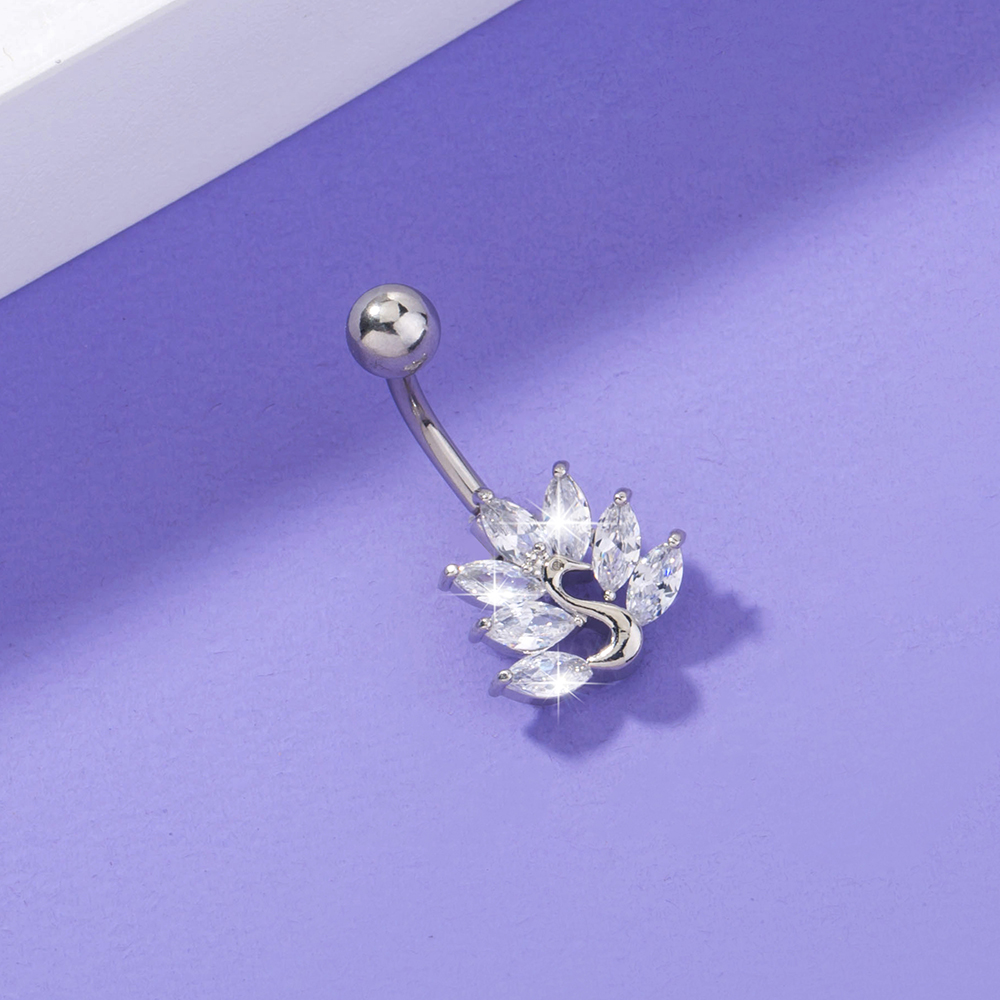 Nordic Style Crown Eye Flower Stainless Steel Inlaid Zircon Zircon Women's Belly Ring 1 Piece display picture 27