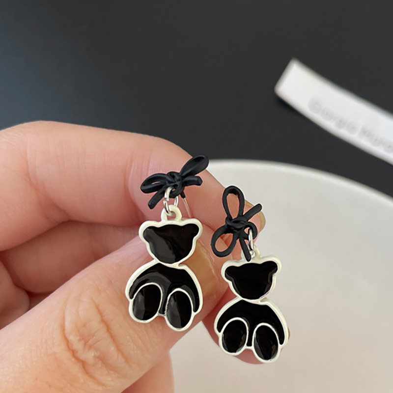 Cartoon Style Bear Alloy Bowknot Women's Drop Earrings 1 Pair display picture 3