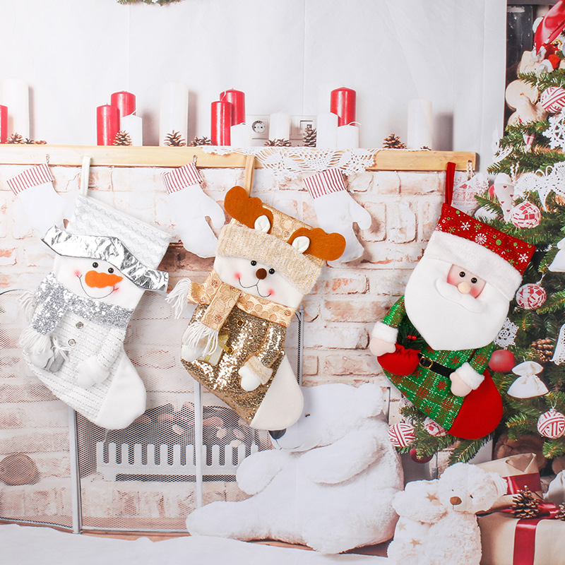 عيد الميلاد بابا نويل الرجل الثلجي الغزال قماش حزب، حفلة جوارب عيد الميلاد display picture 5