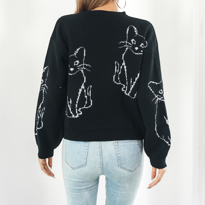 Frau Pullover Lange Ärmel Pullover & Strickjacken Lässig Katze display picture 7