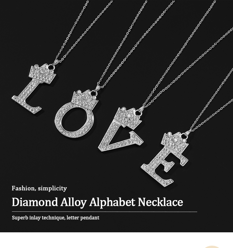 Simple Style Letter Alloy Plating Rhinestones Women's Pendant Necklace 1 Piece display picture 1