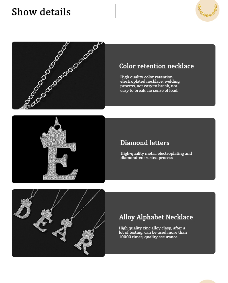 Simple Style Letter Alloy Plating Rhinestones Women's Pendant Necklace 1 Piece display picture 2