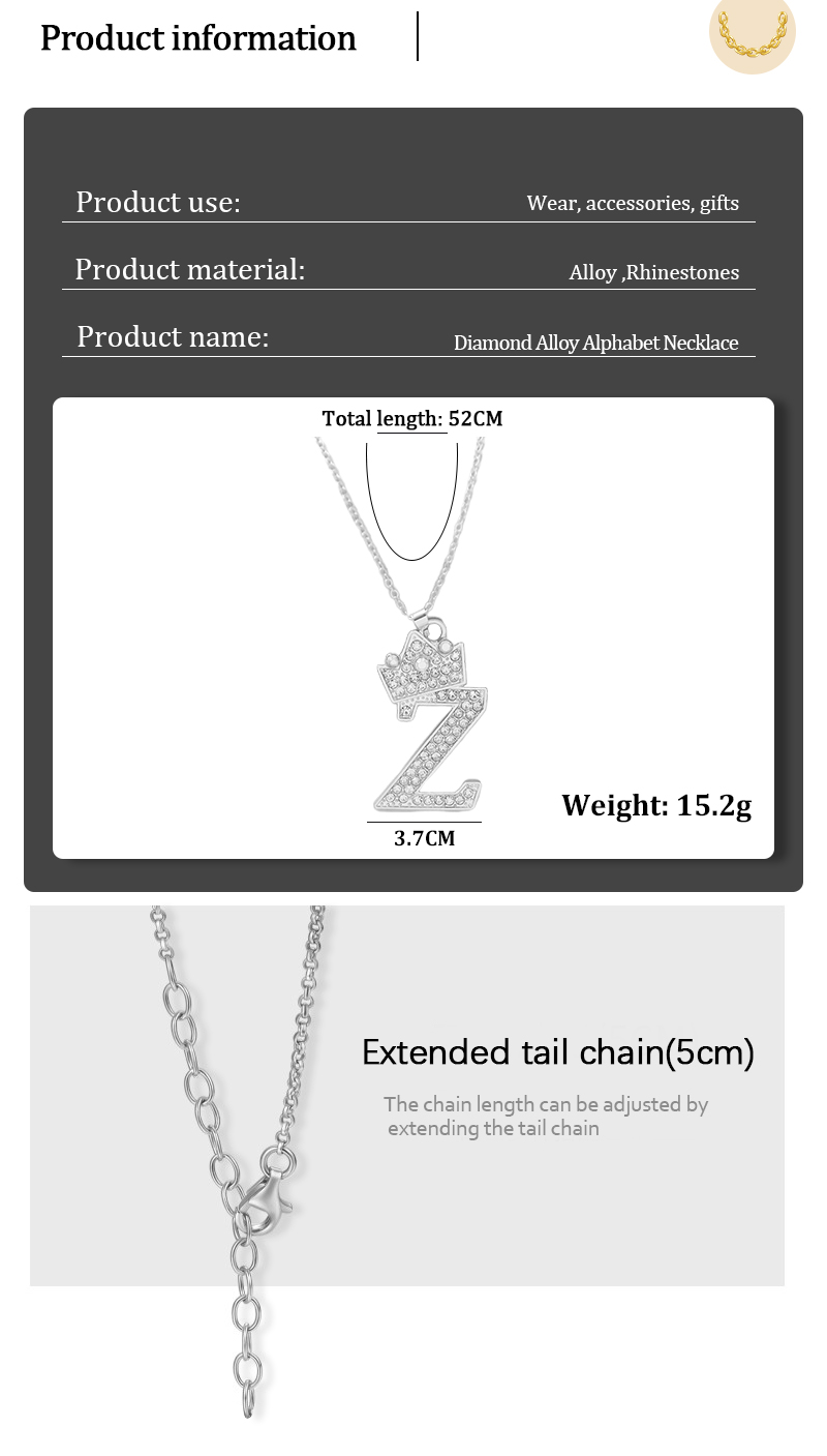 Simple Style Letter Alloy Plating Rhinestones Women's Pendant Necklace 1 Piece display picture 3