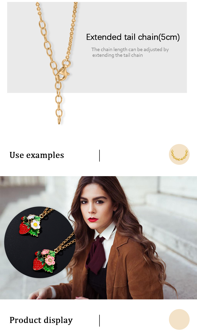 Sweet Leaf Flower Strawberry Alloy Enamel Plating Women's Pendant Necklace 1 Piece display picture 3