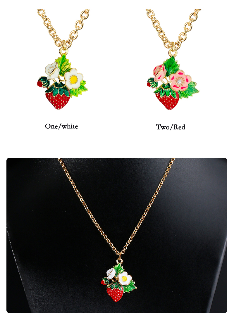 Sweet Leaf Flower Strawberry Alloy Enamel Plating Women's Pendant Necklace 1 Piece display picture 4