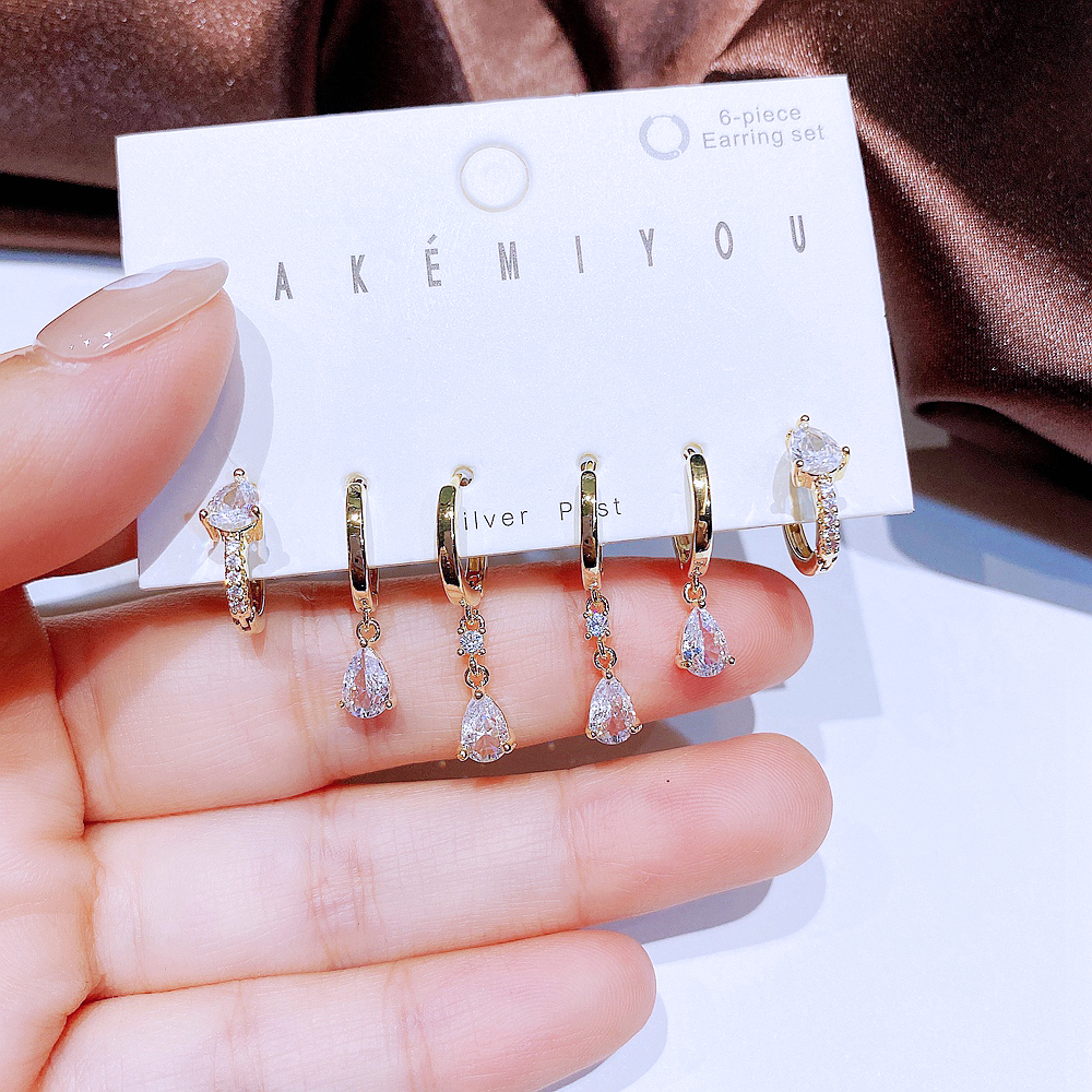 Yakemiyou Fashion Water Droplets Copper Zircon Dangling Earrings In Bulk display picture 5