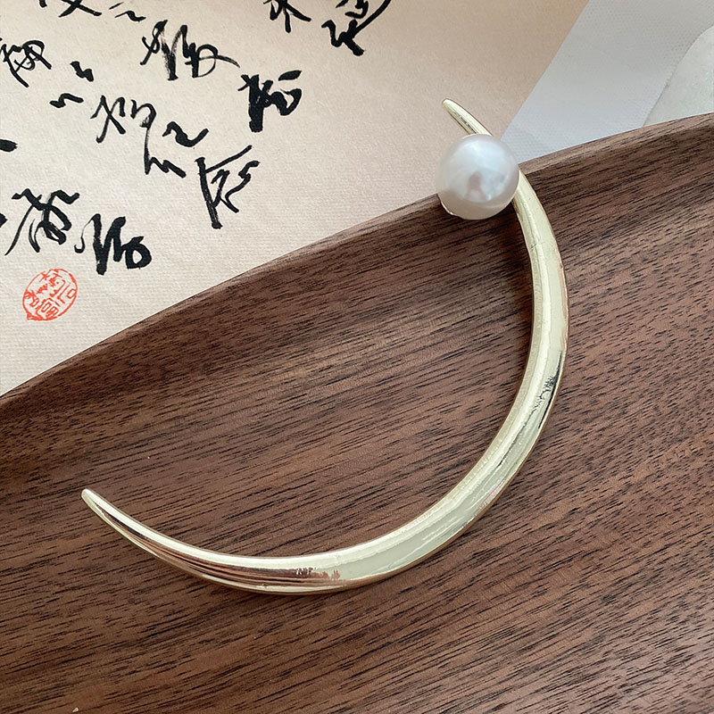 Chinoiserie Moon Alloy Pearl Hairpin display picture 4