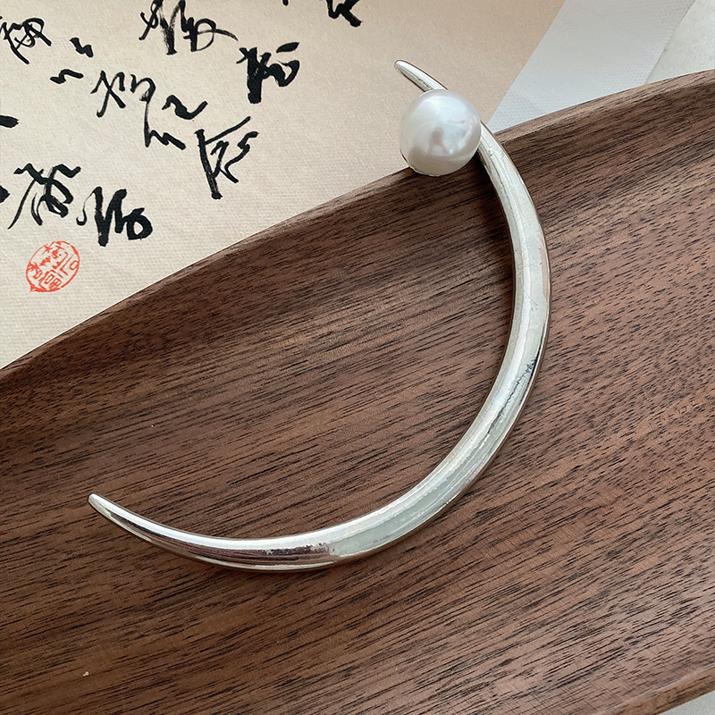 Chinoiserie Moon Alloy Pearl Hairpin display picture 6