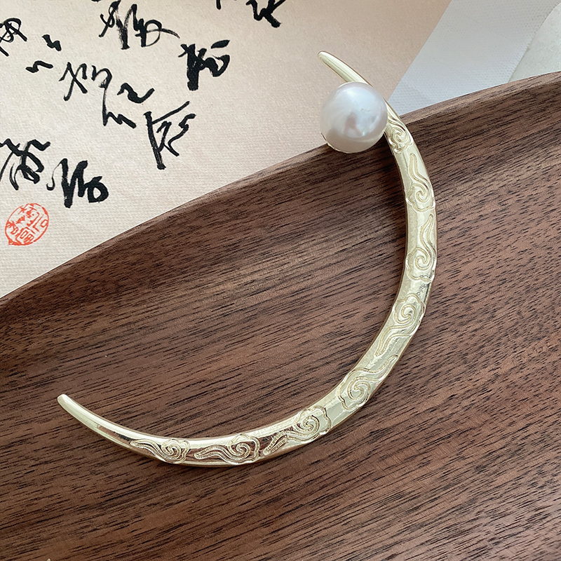 Chinoiserie Moon Alloy Pearl Hairpin display picture 7