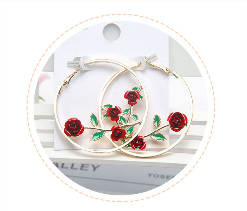 Fashion Rose Alloy Enamel Plating Earrings display picture 2