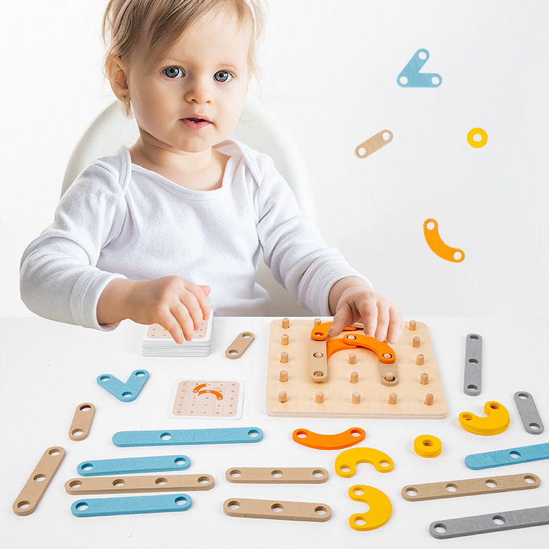 Kinder Holz Nagel Bord Geometrische Figur Puzzle Frühen Bildung Spielzeug display picture 2