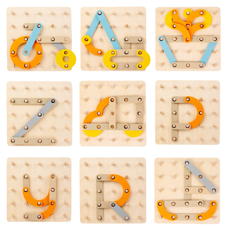 Enfants En Bois De Nail Conseil Géométrique Figure Jigsaw Puzzle Éducation Précoce Jouets display picture 3