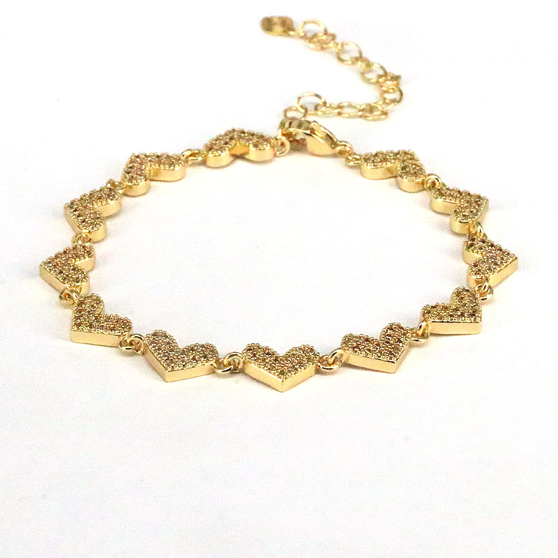 Simple Style Heart Shape Butterfly Copper Bracelets Inlay Zircon Copper Bracelets 1 Piece display picture 2