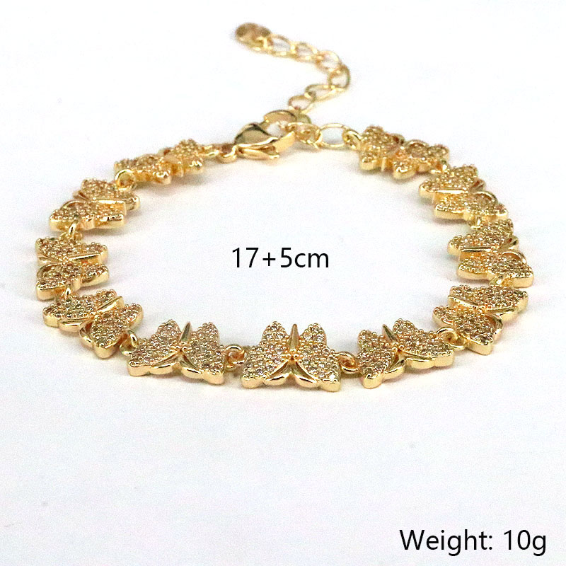 Simple Style Heart Shape Butterfly Copper Bracelets Inlay Zircon Copper Bracelets 1 Piece display picture 4