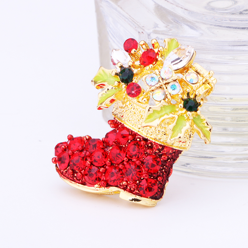 Cute Christmas Hat Christmas Tree Santa Claus Alloy Inlay Rhinestones Unisex Brooches display picture 12